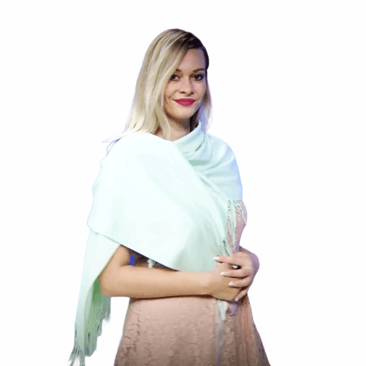 Eșarfă-Șal 100% Cașmir Pashmina Autentic, 70 cm x 170 cm, Verde Mentă - Galeria de Bijuterii