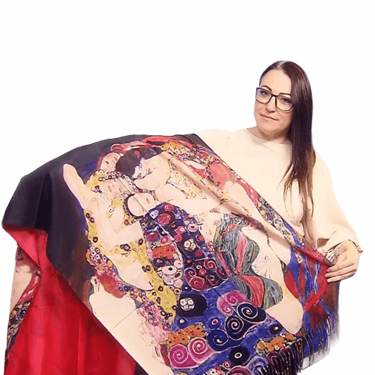 Eșarfă-Șal din Lână, 70 cm x 180 cm, Model Pictură Klimt - Three Ages Of Women - Galeria de Bijuterii