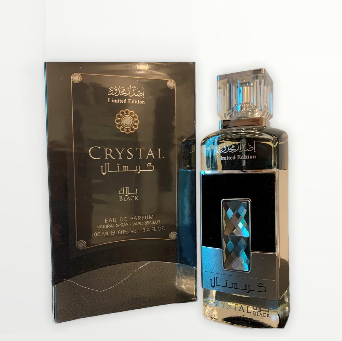 100 ml Eau de Perfume Crystal Black cu Arome de Lemn de Santal și Oud pentru Bărbați - Galeria de Bijuterii