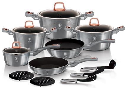 Set 15 piese Berlinger Haus cu Acoperire din Titan, Gri / Roz